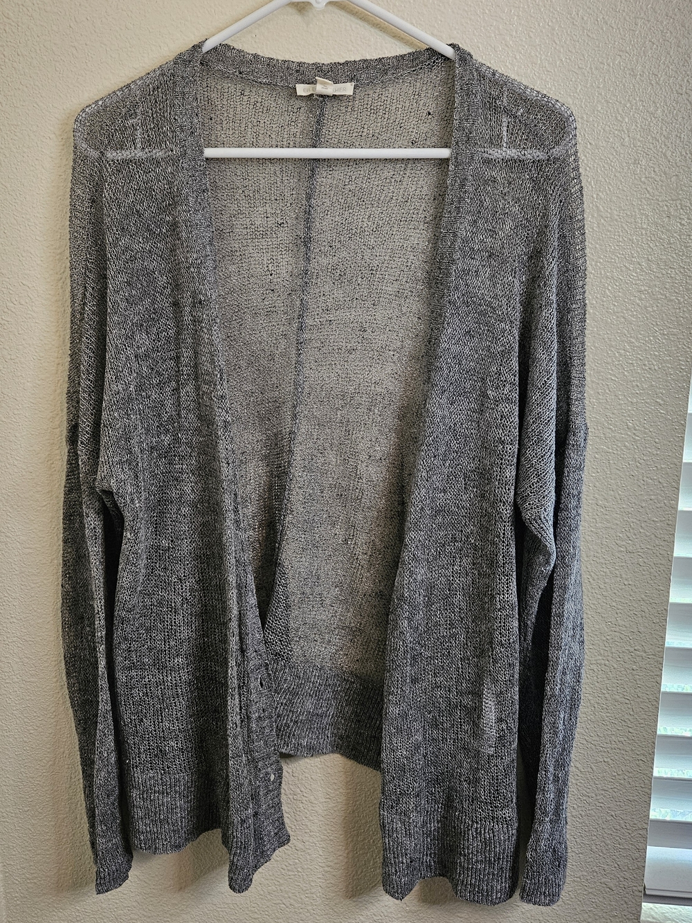 Eileen Fisher Open-Front Lightweight Gray Cardigan